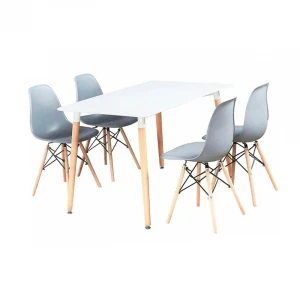 Best selling quality living room furniture white plastic space saving dining table set 6 chairs