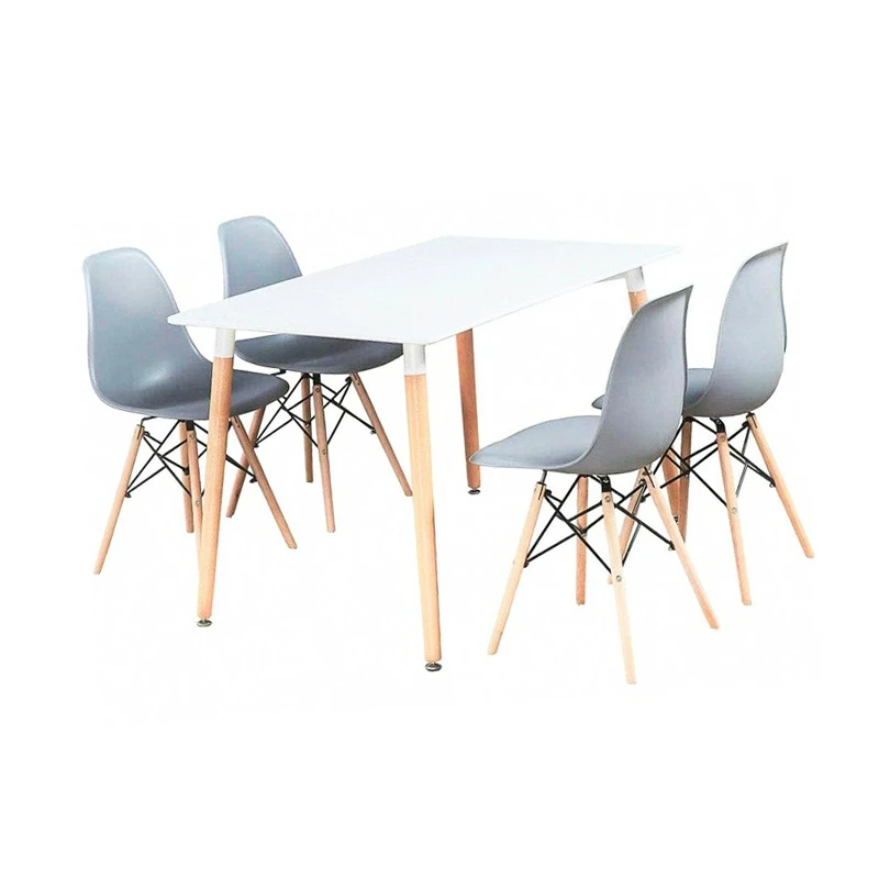 Best selling quality living room furniture white plastic space saving dining table set 6 chairs