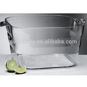 Big Square Party Tub Ice Bucket Clear Beverage Cooler Carry Handles Barware Bar