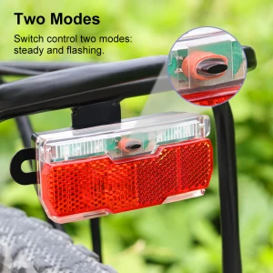 Bike Rear Rack Light Use 2pcs AAA Batteries Electric Bicycle Rear Carrier Light With Flashing Mode LED Bike Pannier Lights