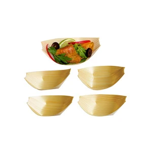 Biodegradable wholesale cheap price wood boat dish with fine handcraft