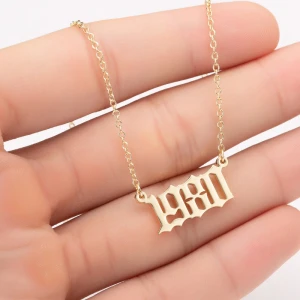 Birth Marriage Graduation Number Personalized Pendant Arabic Numerals Stainless Steel Birth Year Necklaces