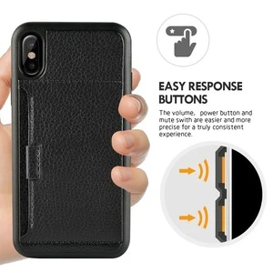 Black Luxury Credit Card Holder Slim Leather Wallet Shockproof Protective hybrid Case For Apple iPhoneX 5.8 inch