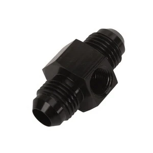 Black Male 8AN to Male AN8 Straight Fitting Adapter+1/8&quot;NPT Pressure/Temp Port