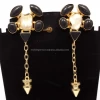 Blister Pearl With Small Black Onyx Stone Chain Bullet Vintage Jewelry Earring