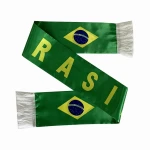 Brazil Football Fan Scarf Custom Design Satin Fast Delivery Fan Scarves