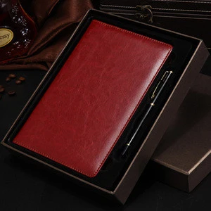 Business Hard Cover Notebook With Pen gift set, luxury leather notebook