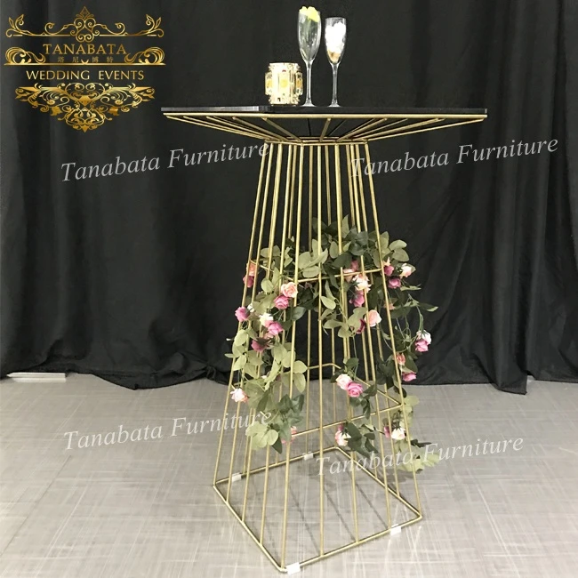 Cafe Bistro Wire Cocktail Gold Plated High Bar Table