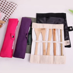 Caja De Almuerzo Eco Friendly Bamboo Travel Utensils Reusable Set bamboo cutlery with Case and Gift box