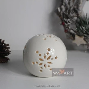 Ceramic Carved LED Lighted Christmas White Lighted Balls
