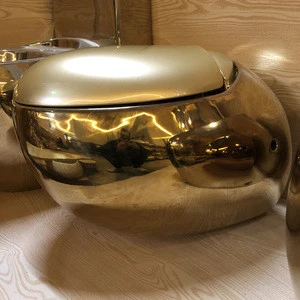 ceramic egg shape  gold color wall mount toilet bowl  gold color wall hung toilet