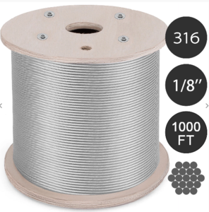 Cheap price of Cable Railing Stainless Steel Wire Rope 1/8&quot; Stainless Stranded Wire 1x19