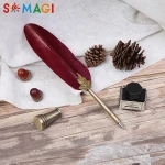 Cheaper high quality promotion gifts calligraphy set feather fountain pen for desk