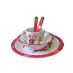 China Factory Portable Plastic Melamine 5pcs Tableware Sets Kids Bamboo Baby Plates Dinnerware Sets