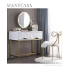 China Manufacturer Bedroom Furniture Modern Simple Design Stool Mirror LED Makeup Dresser Table