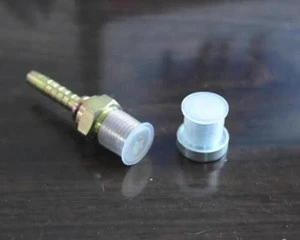 China Plastic thread protector cap with steps EMTP-02 External male thread protector for Fitting for valve bodies in color white