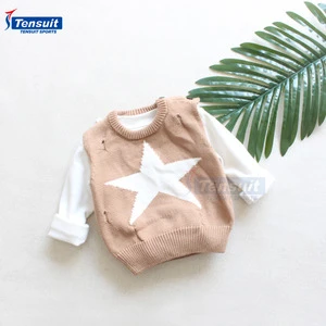 China supplier children clothing kids knitted cardigan sweater high quality sleeves baby Autumn waistcoat sweater vests