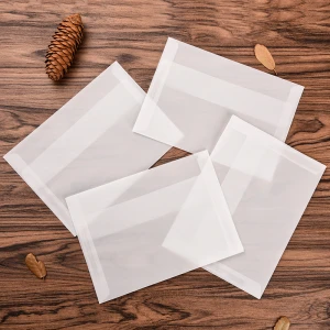 China Supplier Wholesales Custom Printed Transparent Waxed Sulfuric Acid Paper Envelope For Wedding Letter Invitation
