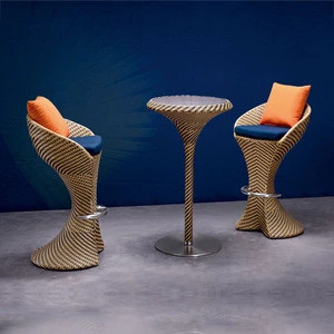 China wholesale modern waterproof cast aluminum rattan woven hotel restaurant outdoor bar chair