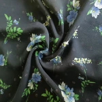 Chinese Floral Digital Print Black 10mm Georgette Custom Silk Fabric