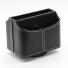 Christmas Gifts Double Rotatably Holder Leather Multi-Function Desk Stationery Organizer Pen Pencil Holder