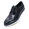 Classic Genuine Leather Flat Shoes Handmade Brown Black Lace Up Flat Casual Shoes Men