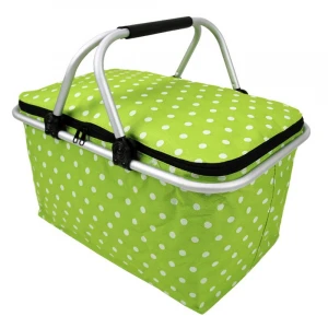 Colorful folding market tote insulated picnic collapsible shopping basket