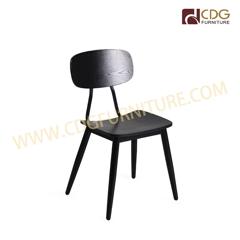 Commercial Furniture Black Metal Frame Plywood Seat Chair Steel Antique Coffee Shop Bistro Chair