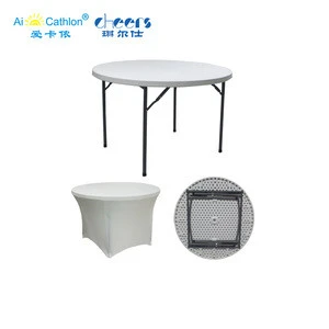 Commercial Rental Catering Round Plastic Tables with Metal Legs Outdoor Event Folding Restaurant Tables