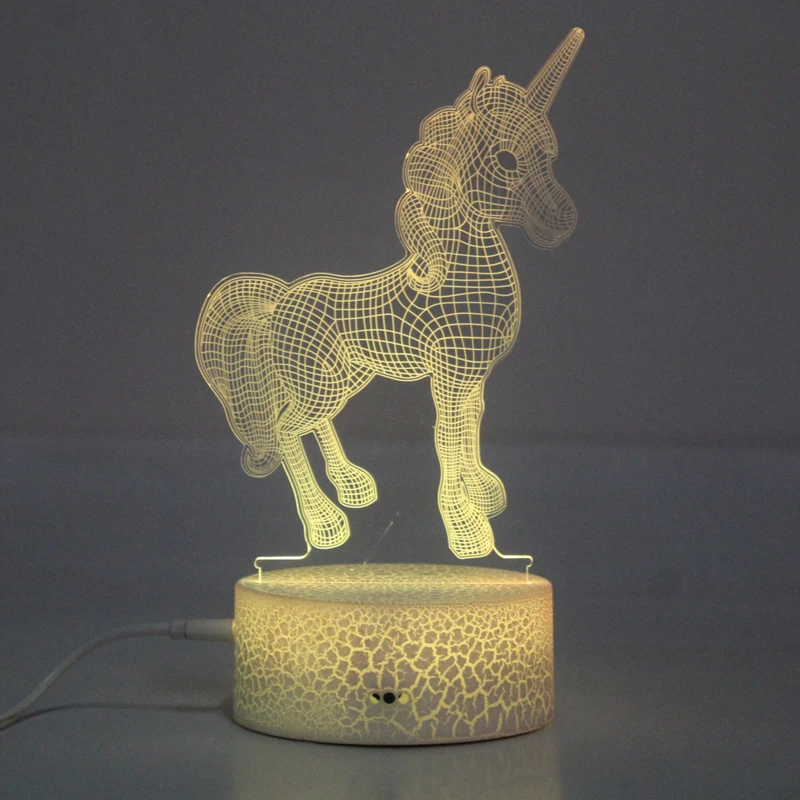 Creative 3D Unicorn gift night lamp children room LED light remote control small night lamp