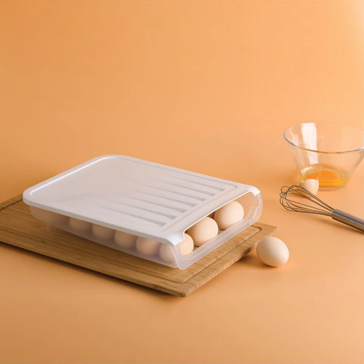 Creative automatic rolling egg cartridge cover can stack three rows of refrigerator egg cartons collision proof egg storage box