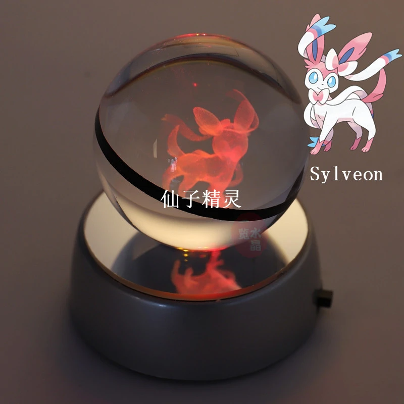 Crystal Crafts k9 Ball Souvenir Toy Sylveon With USB LED Lighting Base For Children&#x27;s Birthday Gift Christmas Gift