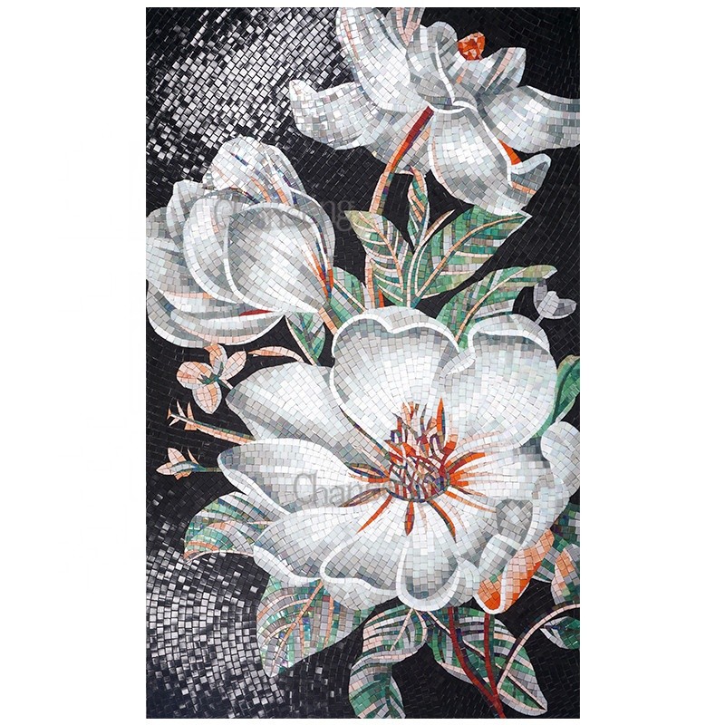 CS-FM14 Decorative Jasmine Flower Glass Tile Mosaic Mural Patterns