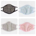 Custom Bling Handmade Crystal flag Rhinestone Transfer Design for face Mask Glitter Sequins fashion mask for dance decoration