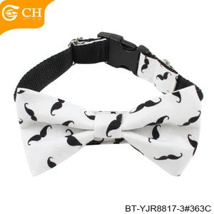 Custom Cartoon Mustache Pattern Cotton White Bow Ties for Dog Pets Accessories