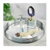 Custom Cheap Wedding Decorative Silver Round Metal Mirror Acrylic Glass Jewelry Table Tray