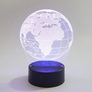 Custom Christmas decor LED usb touch sensor RGB 3d illusion effect Earth acrylic table night lamp light for kids