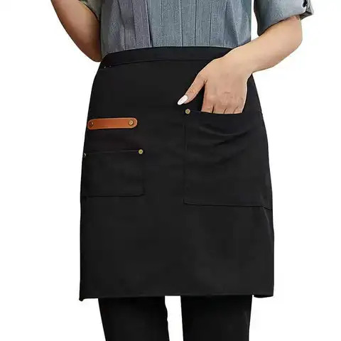 Custom Half-Waist Bib Apron Half Size Kitchen Server Aprons Made of Polyester for Cleaning