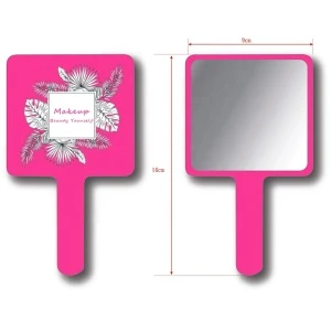 Custom HD Logo Printed  Beauty Salon Makeup Mirrors Portable Cute Hand Hold Vanity Mirror for Women