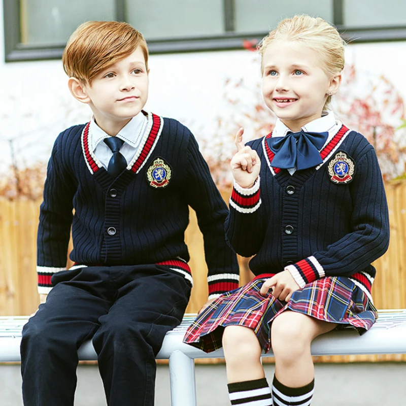 Custom High Quality Kids School Shirt Sets Formal Suits School Uniform Design Boys and Girls