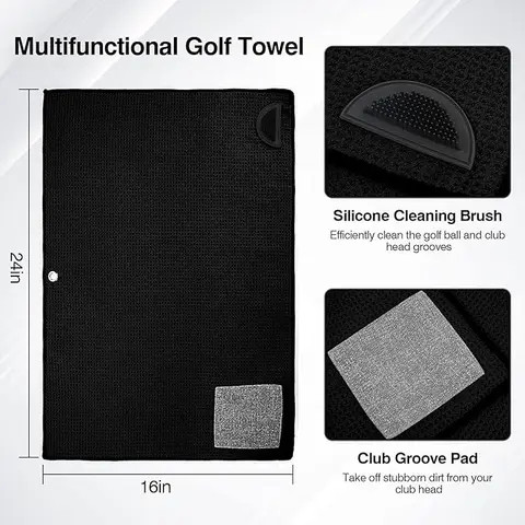 Custom logo design scrubber brush microfibre golf cleaning towel built-in club groove cleaning pad