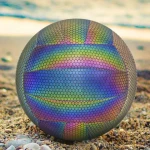 Custom Logo Machine Sewed Beach Holographic Reflective Glowing Volleyball Training Balls for Outdoor