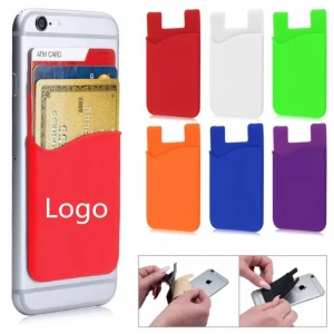 Custom Logo Silicone PVC Mobile Cell Wallet Sticker Adhesive Credit Card Holder Phone