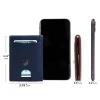 Custom Metal Logo Thin Slim Design NFC Protected Genuine Leather Saffiano RFID Card Wallet Money Clip
