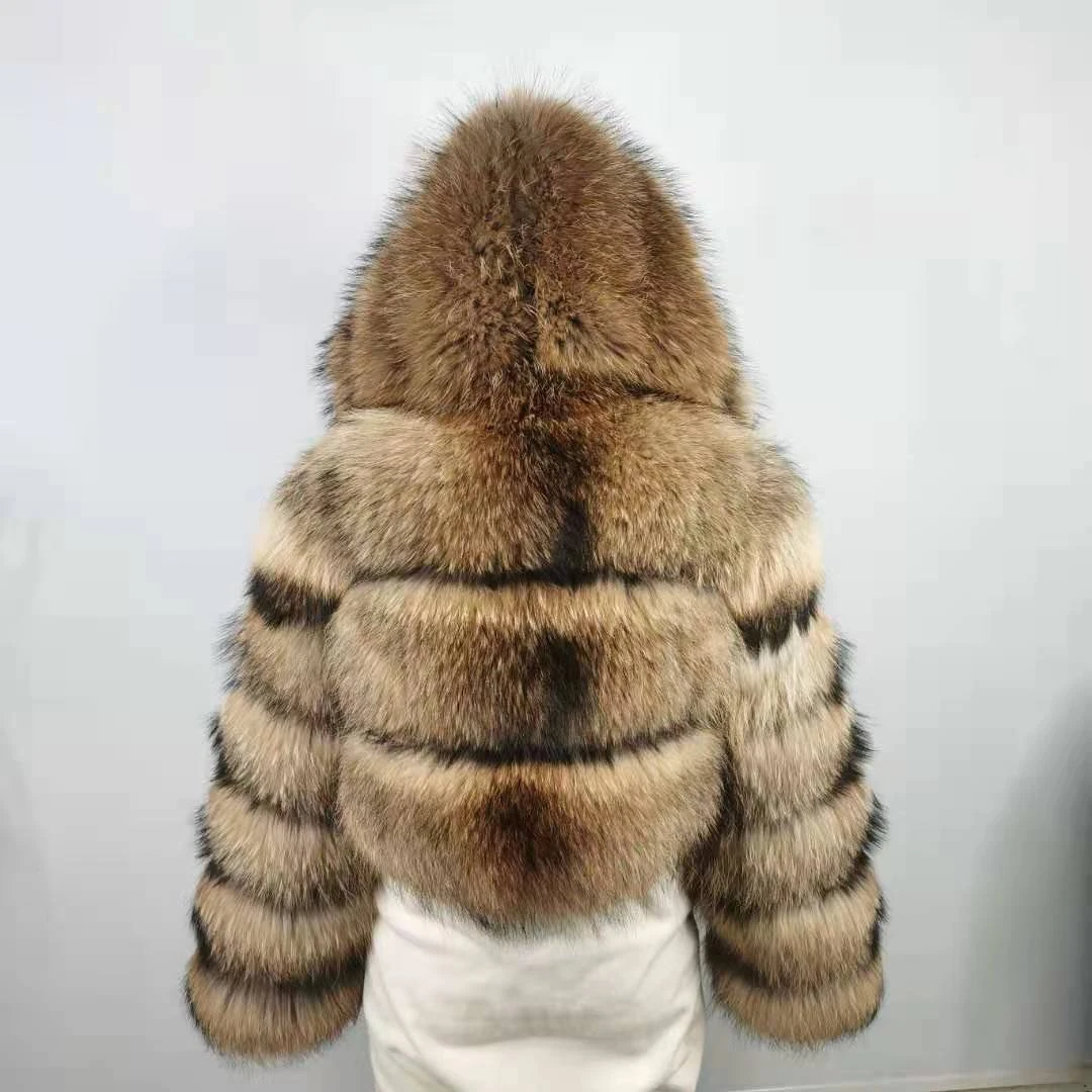 Custom Order Real Raccoon Fur Coat Natural  Fur Jacket