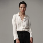 Customize logo brand women print stitching long sleeve loose top blouse
