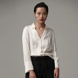 Customize logo brand women print stitching long sleeve loose top blouse