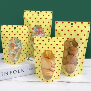 Customize Print Stand up Pouch with Zipper and Clearly Window Candy Food Packaging Pocuh