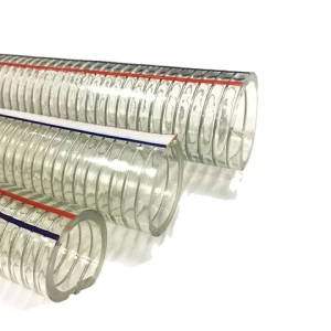 Customized transparent PVC coated flexible wire steel hose/discharge water hose/steel wire reinforced spring PVC hose pipe
