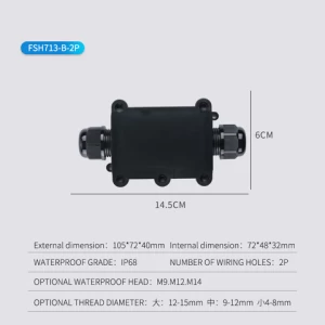 Deenlai IP68 Waterproof Power Types Two Way Junction Box Brass Cable Gland with Terminal Block
